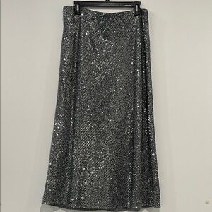 Ann Taylor Silver Sequin Maxi Skirt